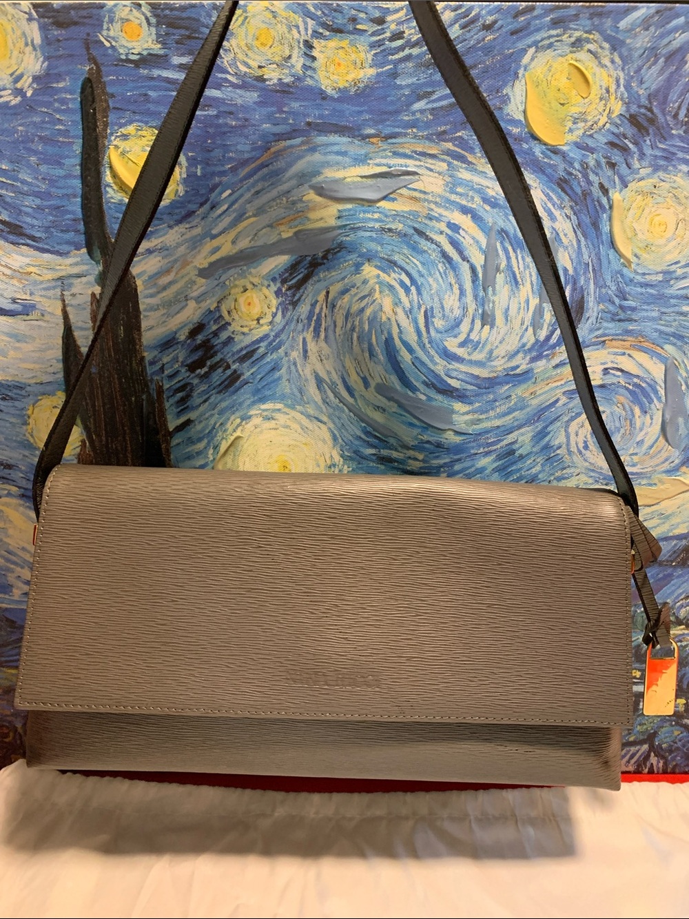 Nina Ricci Taupe Gray Textured Leather Shoulder Bag